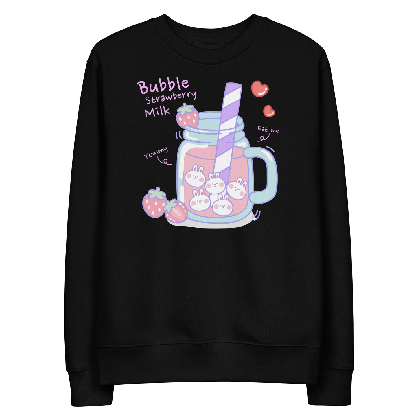 Strawberry bunny yume kawaii unisex organic cotton sweatshirt