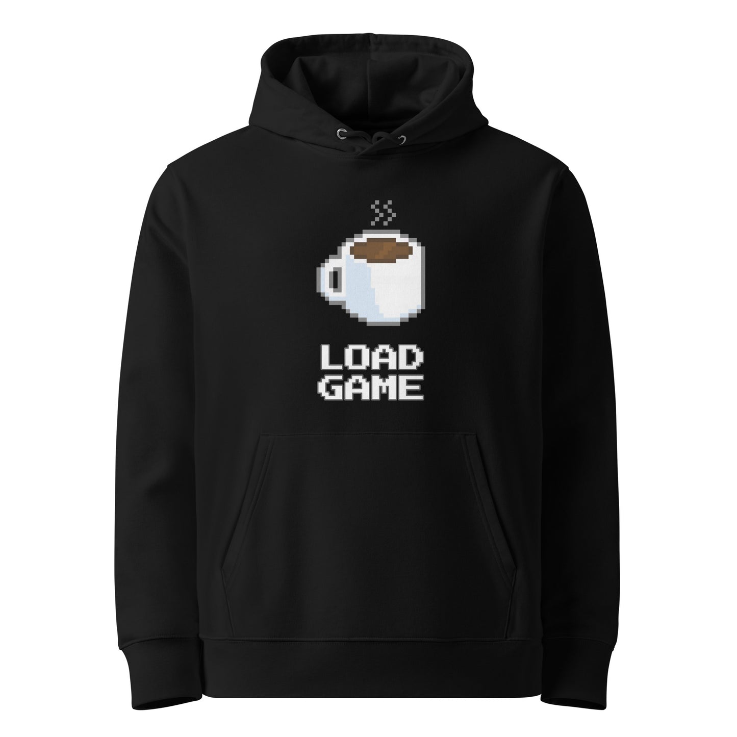 Gamer coffee pixel art unisex organic cotton hoodie