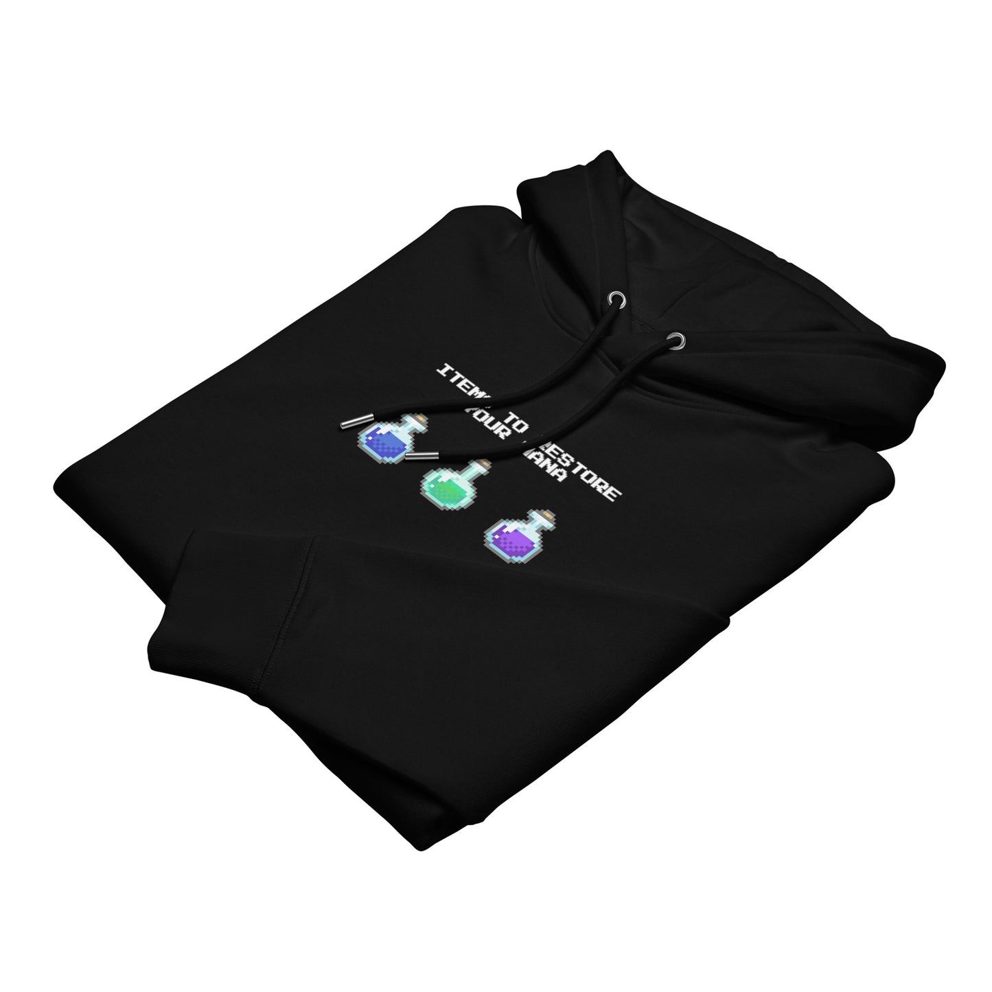 Gamer mana health potion items unisex organic cotton hoodie