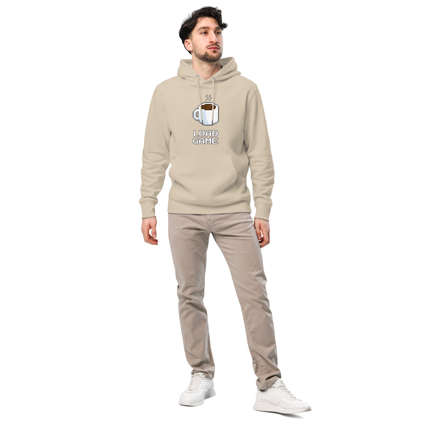 Gamer coffee pixel art unisex organic cotton hoodie