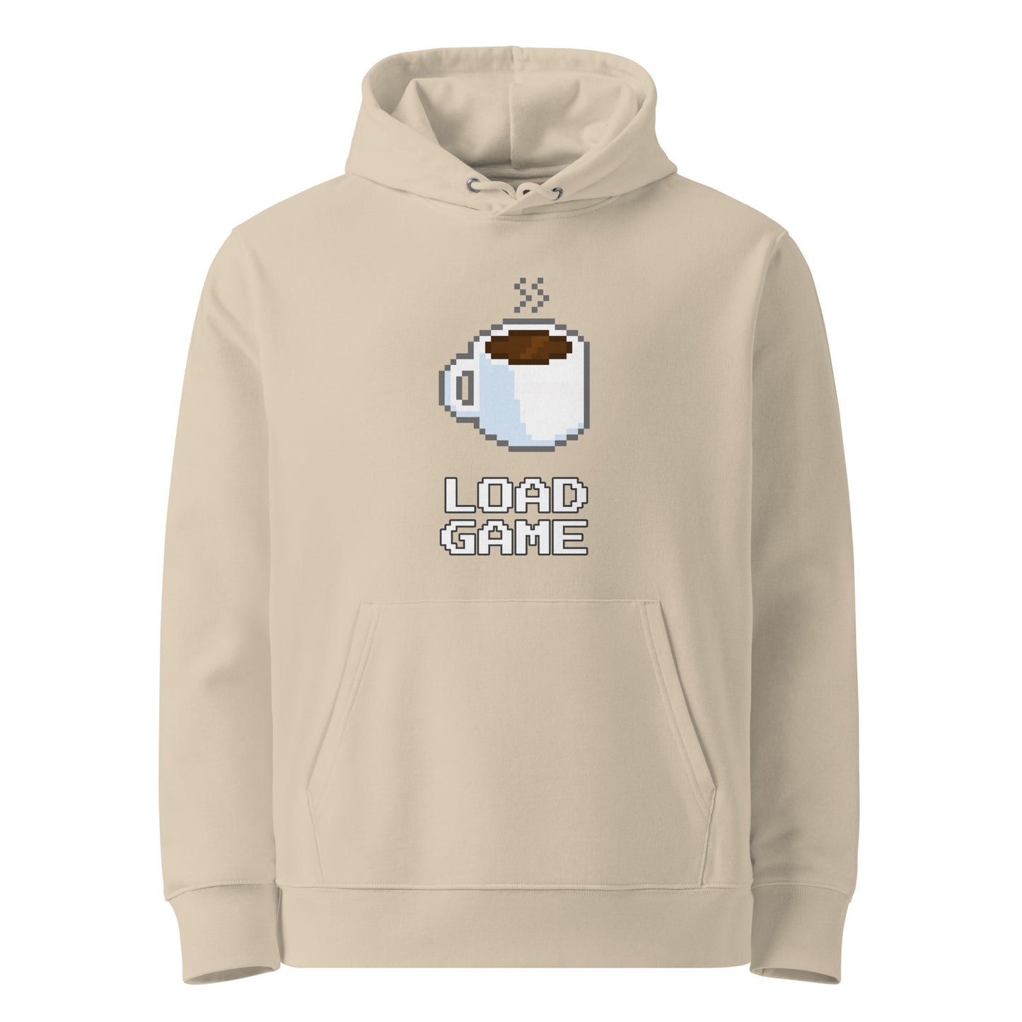 Gamer coffee pixel art unisex organic cotton hoodie