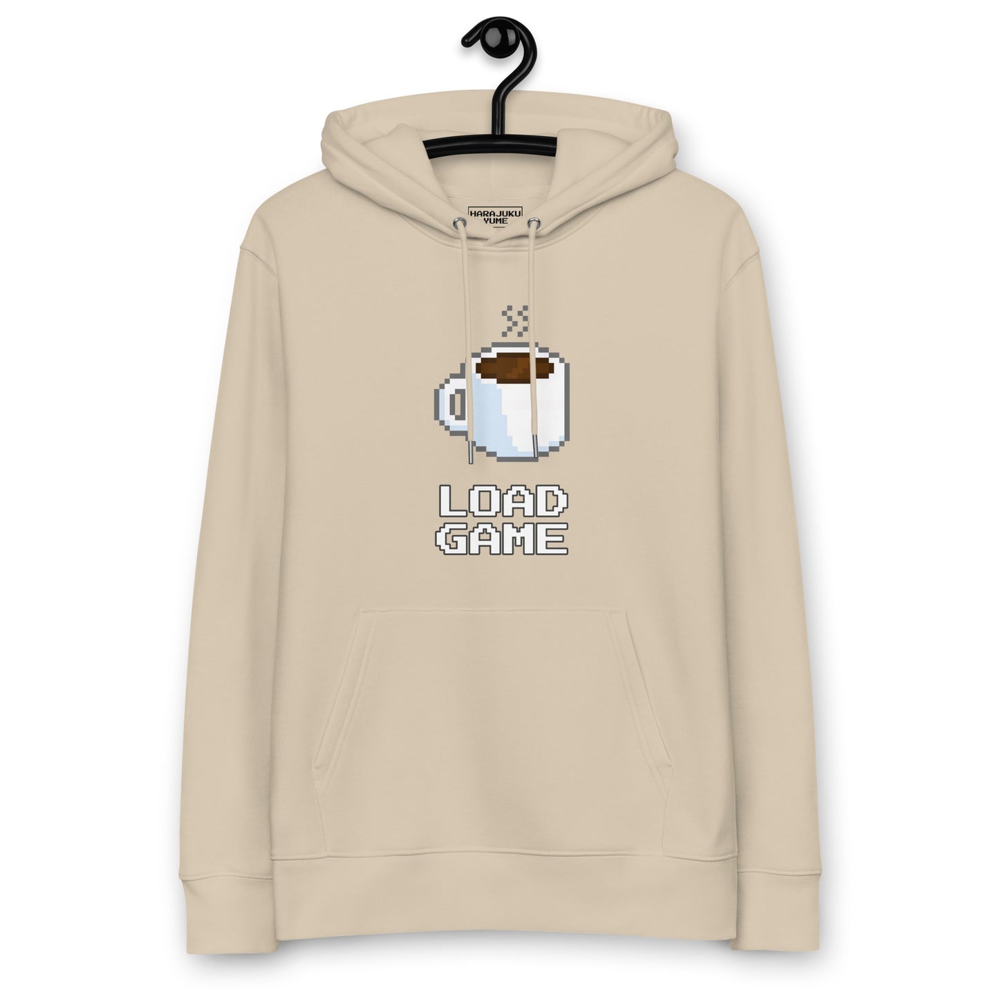 Gamer coffee pixel art unisex organic cotton hoodie