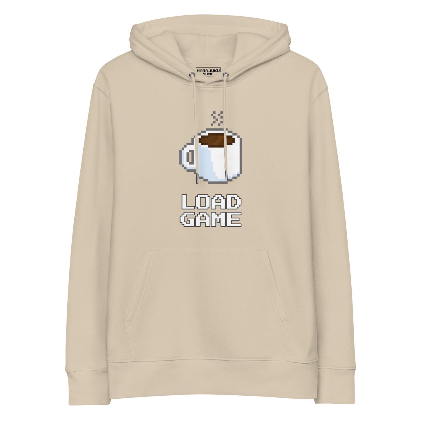 Gamer coffee pixel art unisex organic cotton hoodie