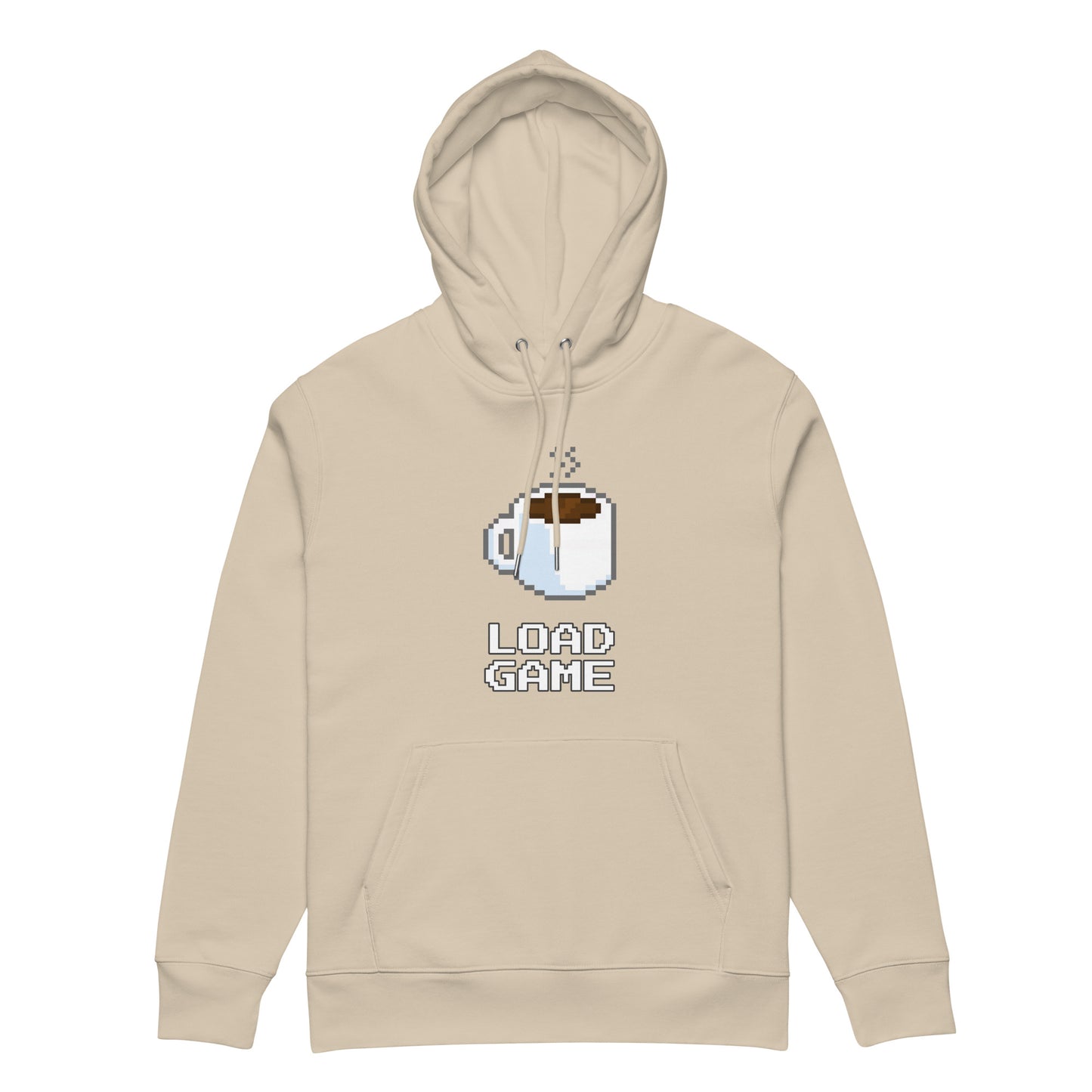 Gamer coffee pixel art unisex organic cotton hoodie