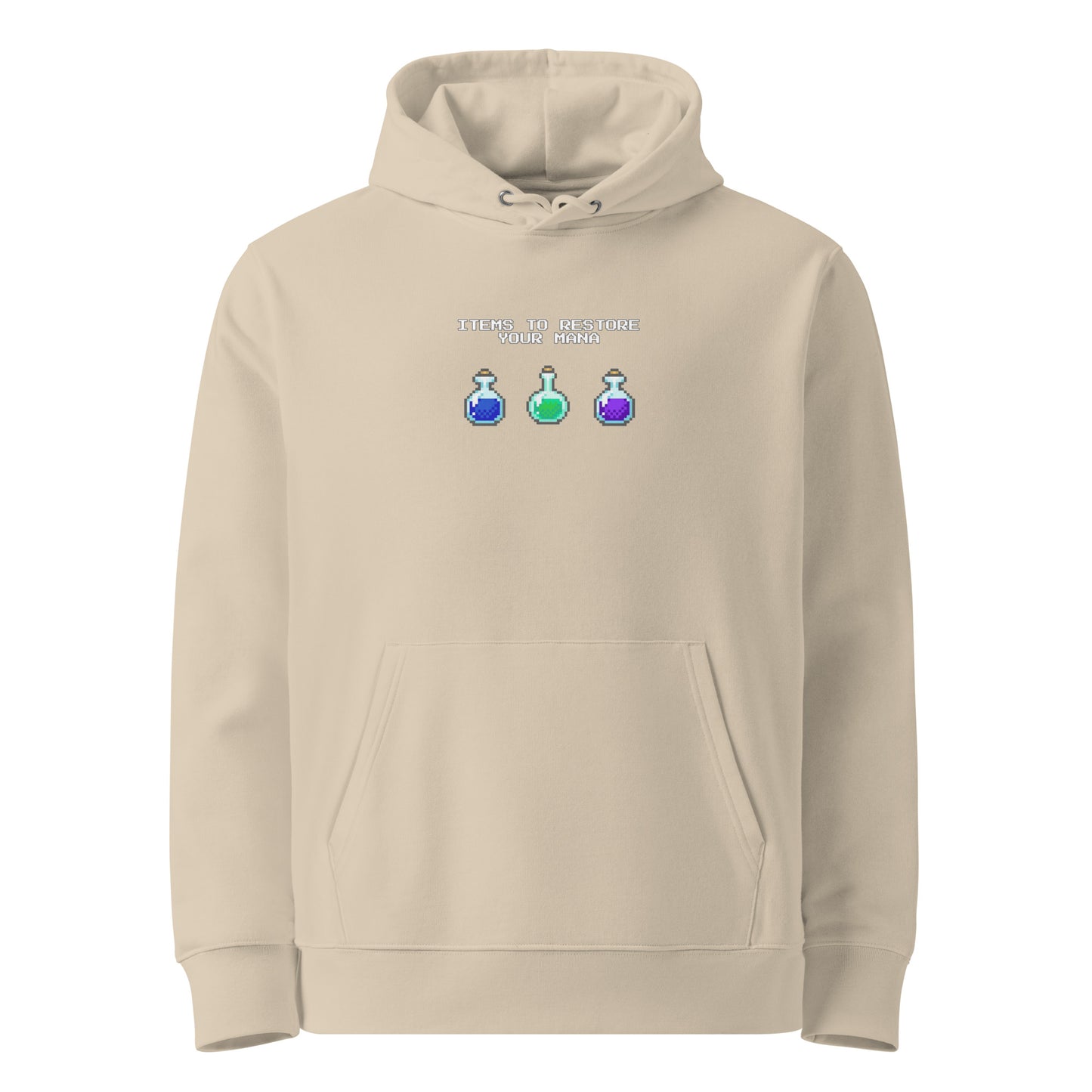 Gamer mana health potion items unisex organic cotton hoodie