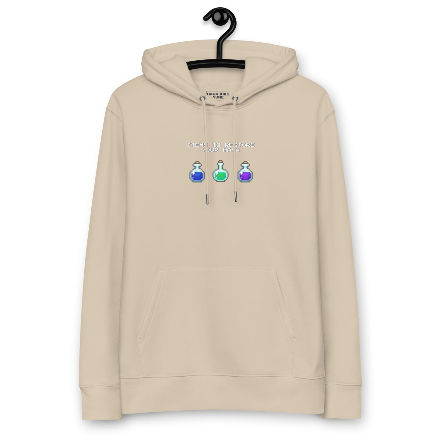 Gamer mana health potion items unisex organic cotton hoodie