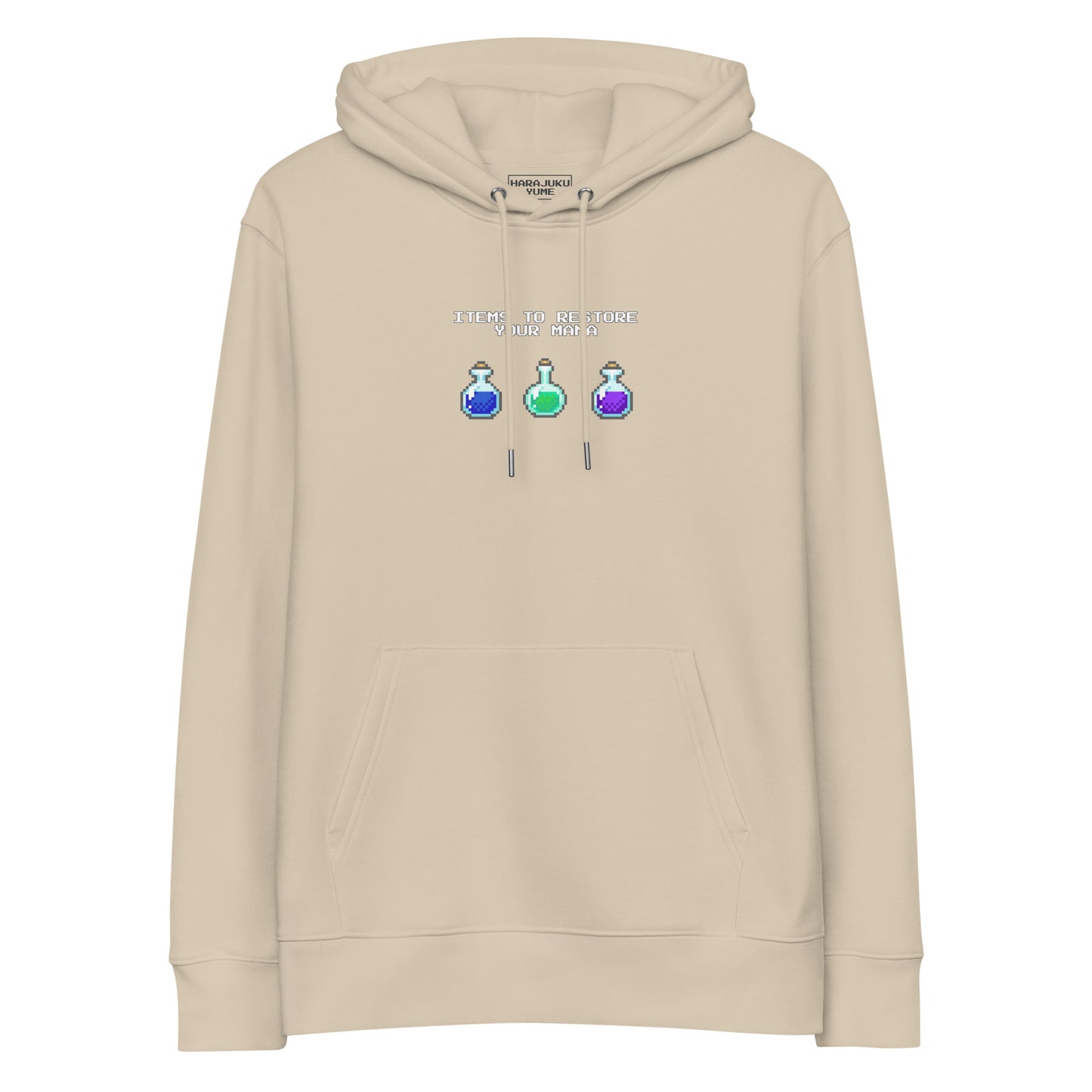 Gamer mana health potion items unisex organic cotton hoodie