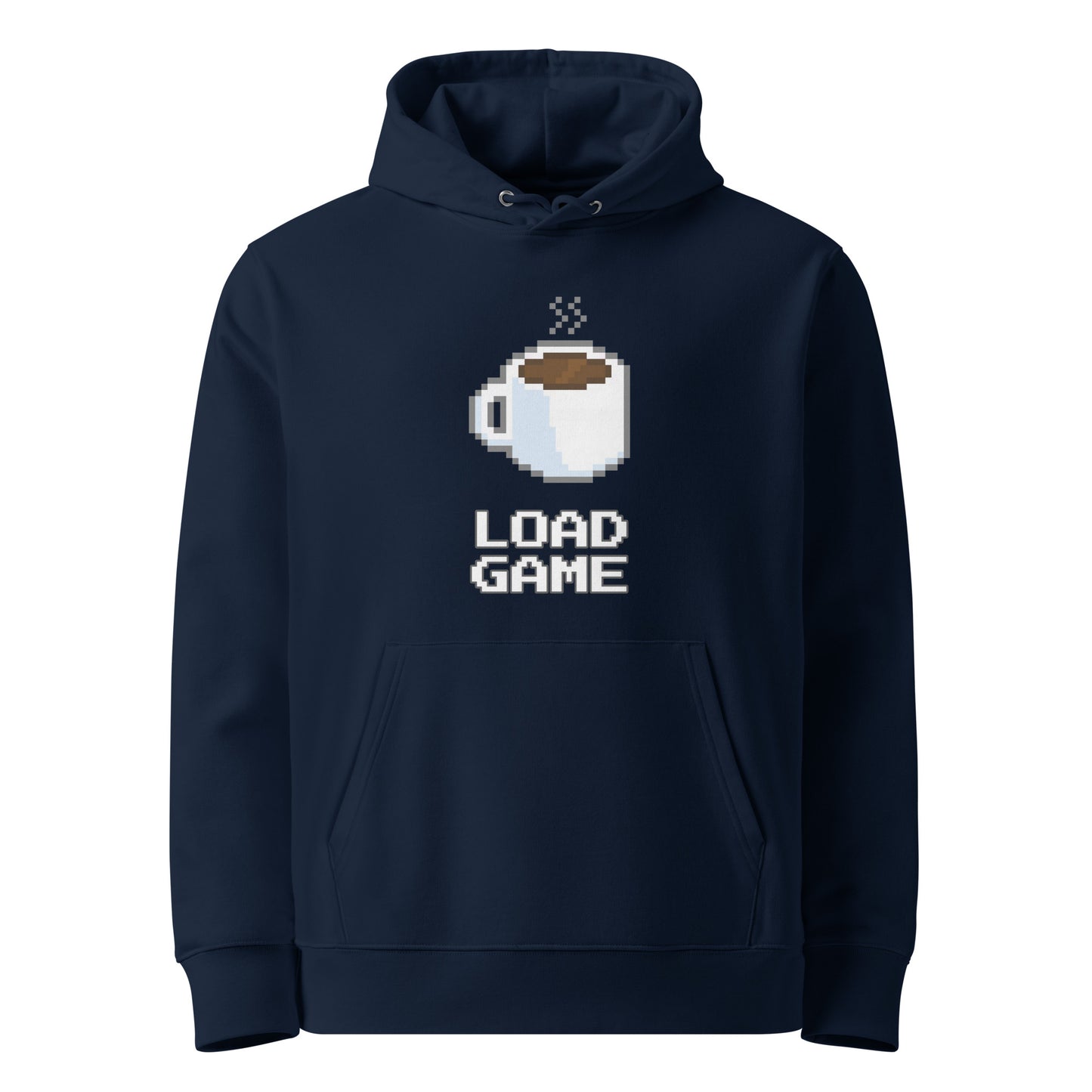 Gamer coffee pixel art unisex organic cotton hoodie