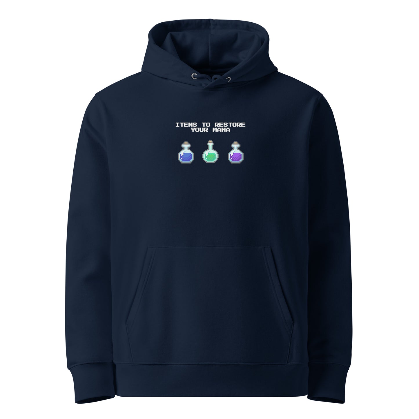 Gamer mana health potion items unisex organic cotton hoodie