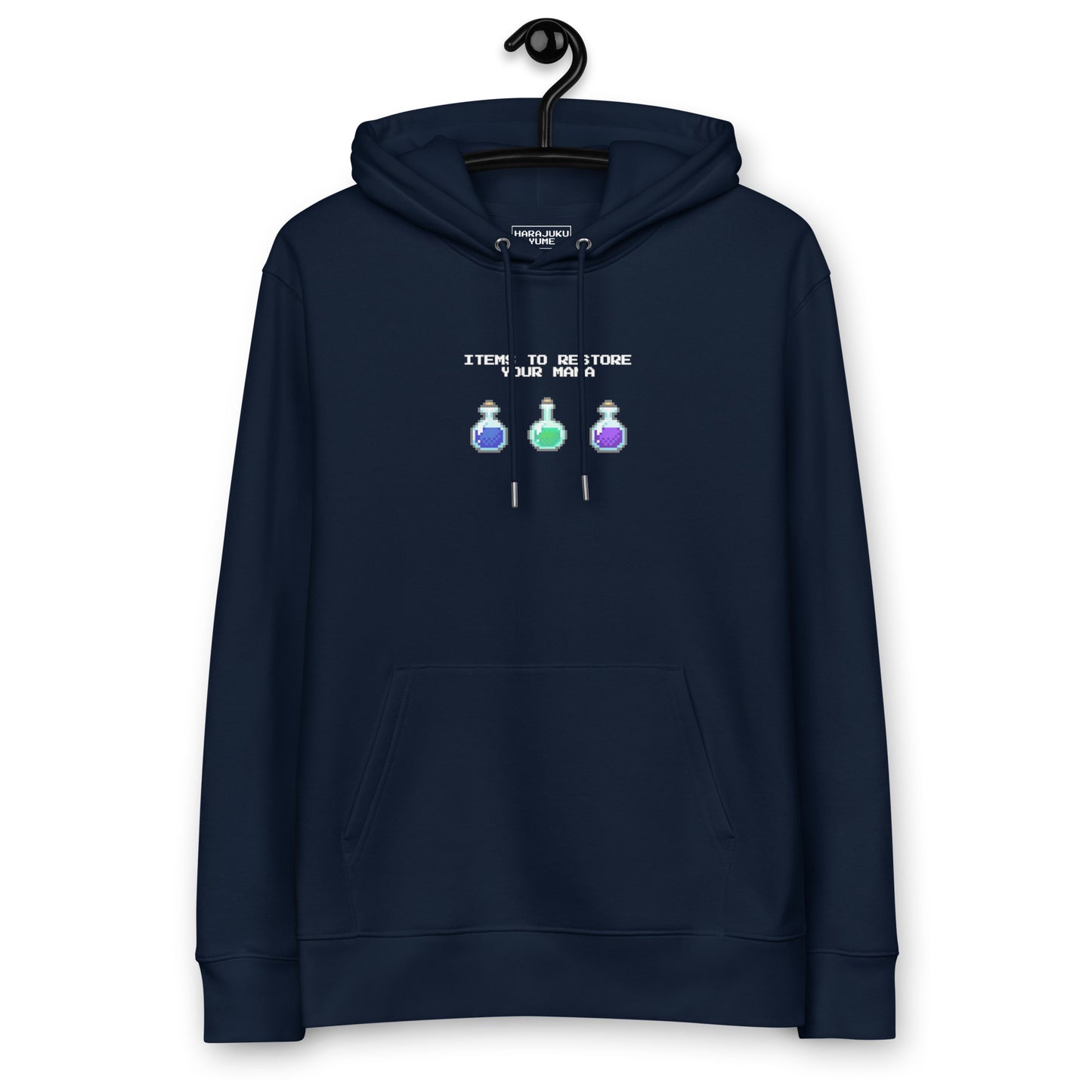 Gamer mana health potion items unisex organic cotton hoodie