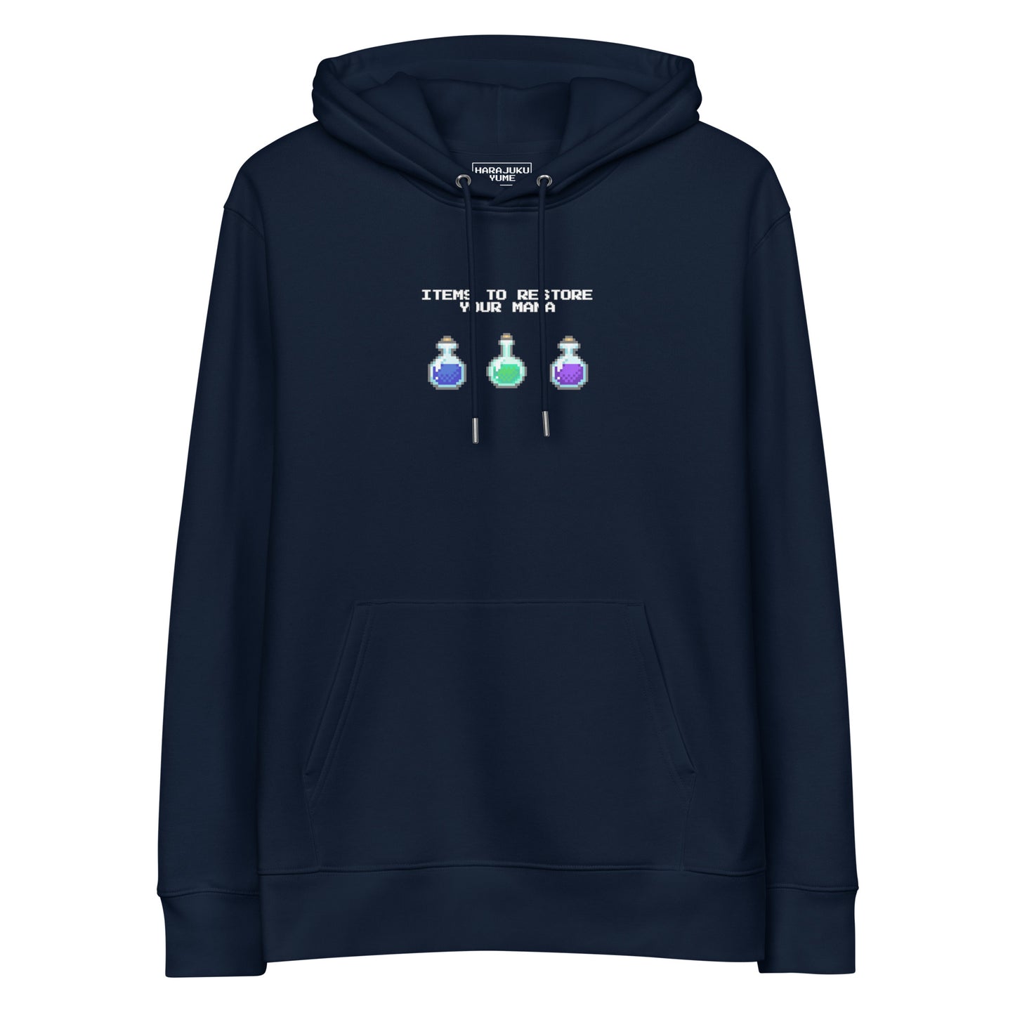 Gamer mana health potion items unisex organic cotton hoodie