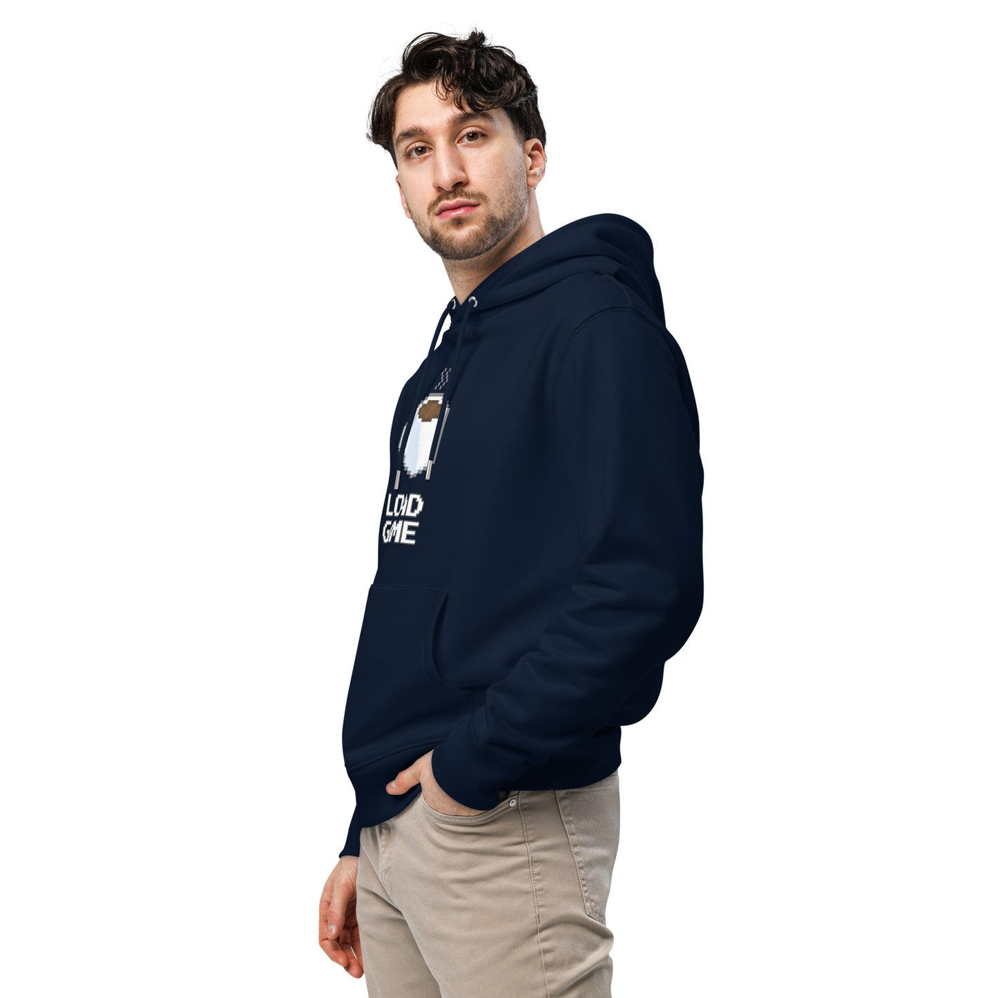 Gamer coffee pixel art unisex organic cotton hoodie