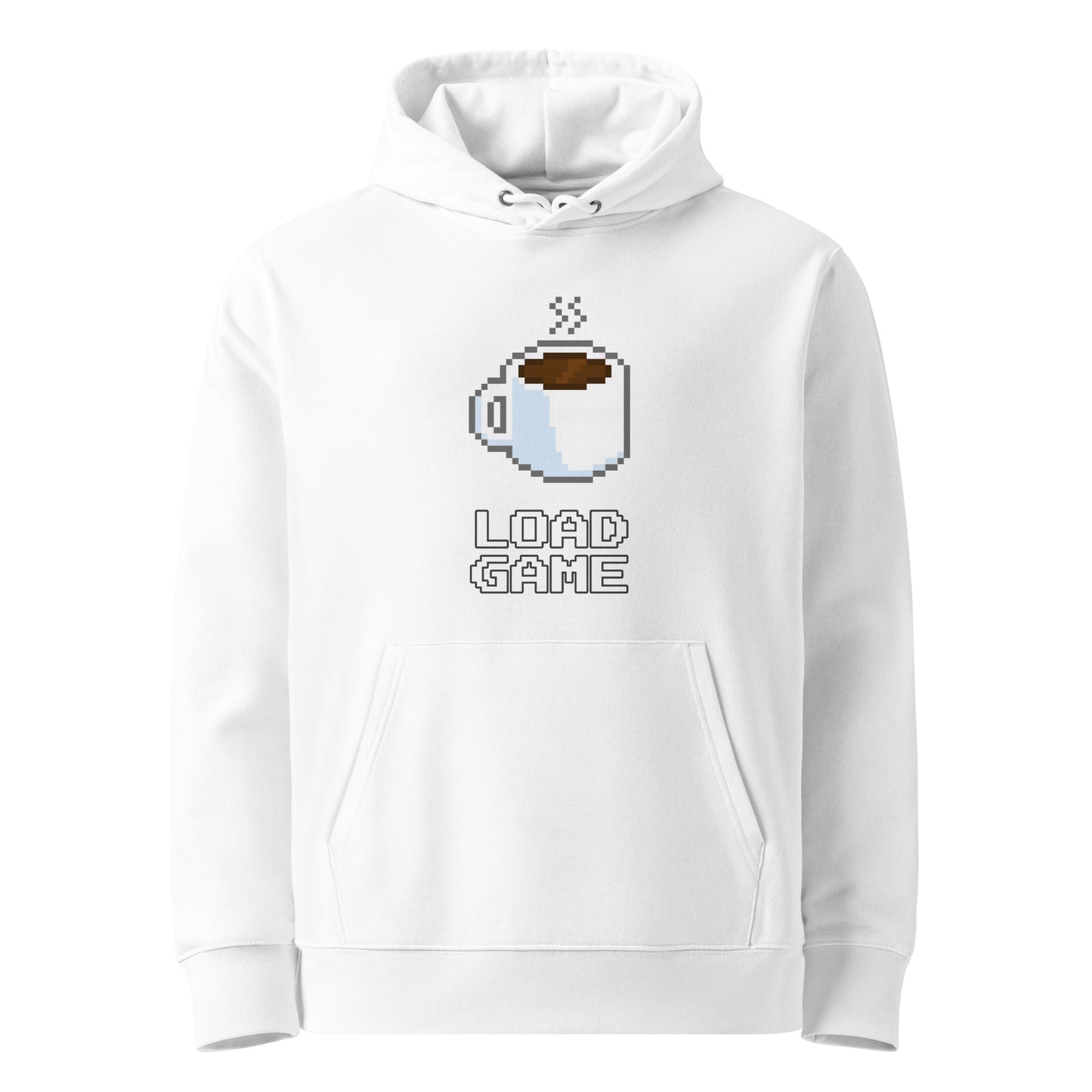 Gamer coffee pixel art unisex organic cotton hoodie