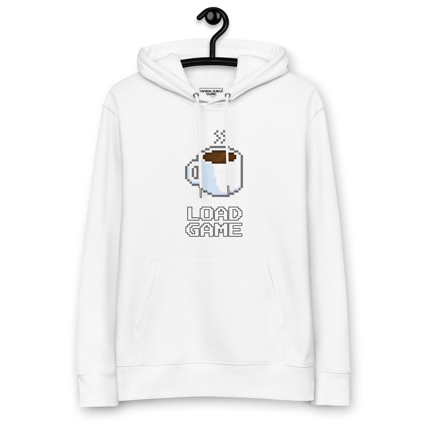 Gamer coffee pixel art unisex organic cotton hoodie