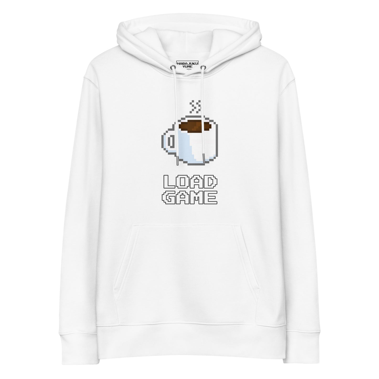 Gamer coffee pixel art unisex organic cotton hoodie