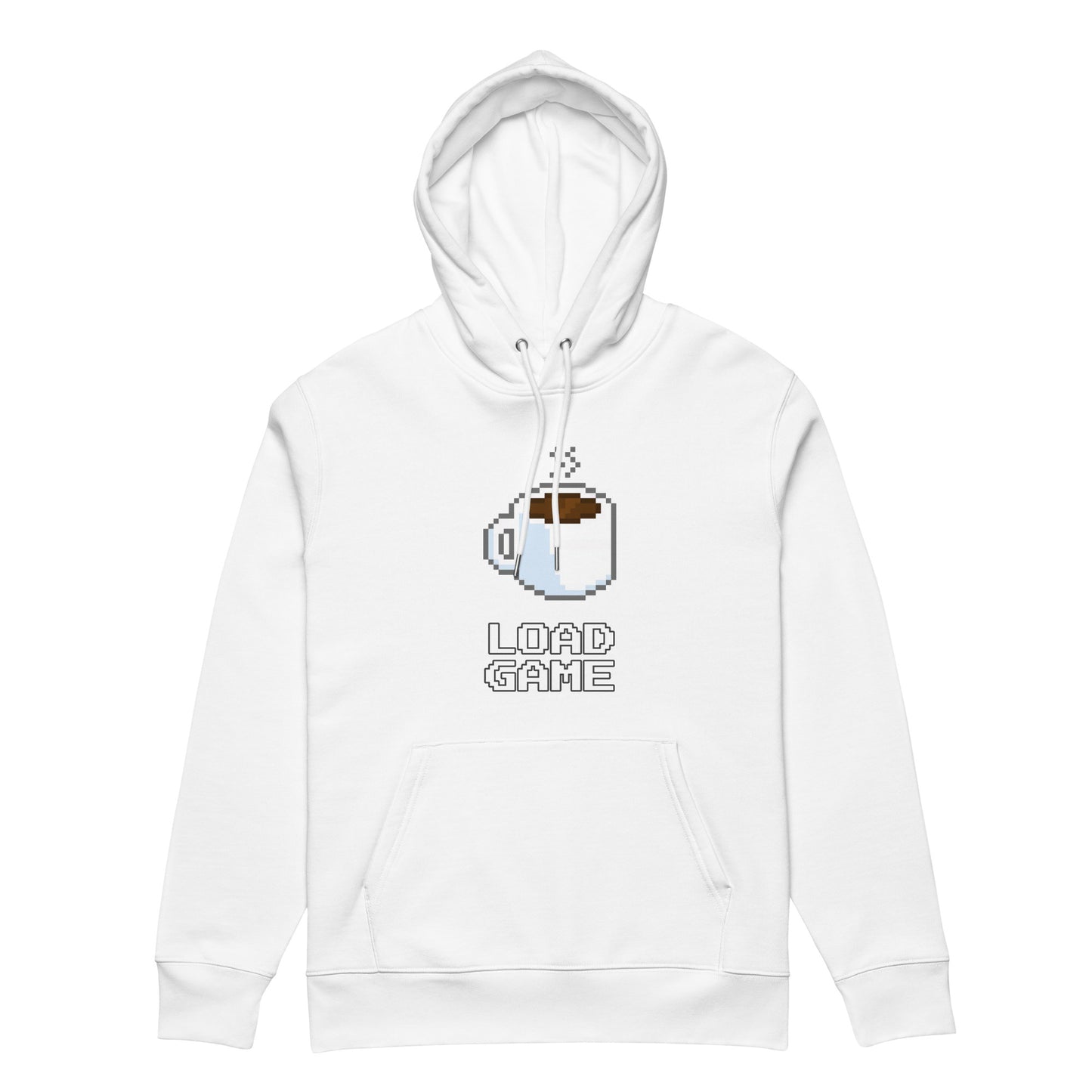 Gamer coffee pixel art unisex organic cotton hoodie