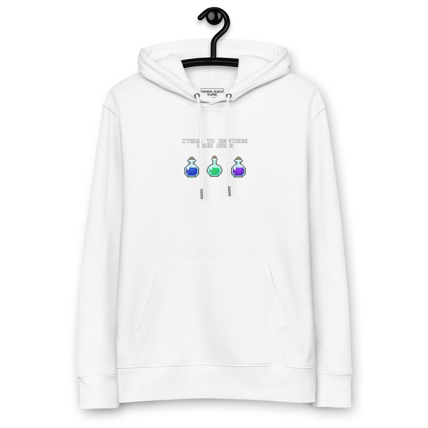 Gamer mana health potion items unisex organic cotton hoodie