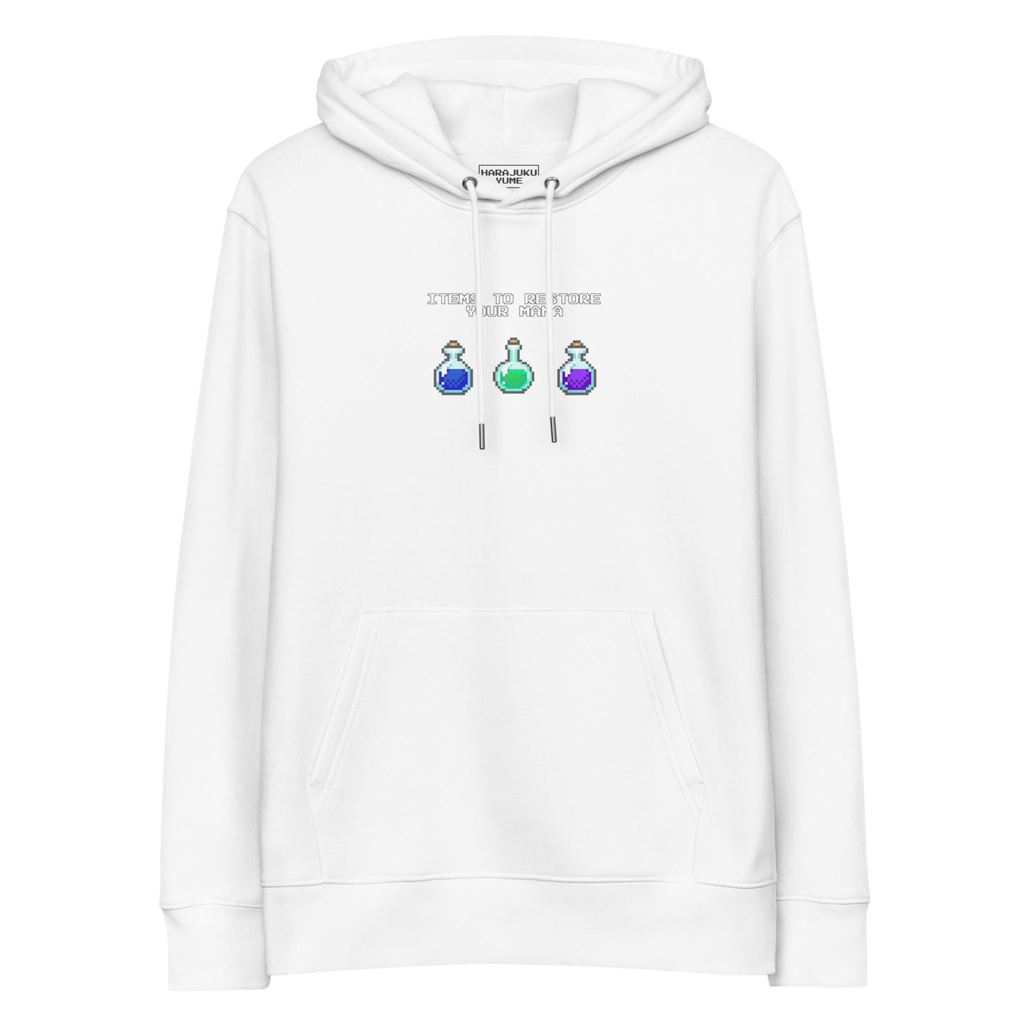 Gamer mana health potion items unisex organic cotton hoodie