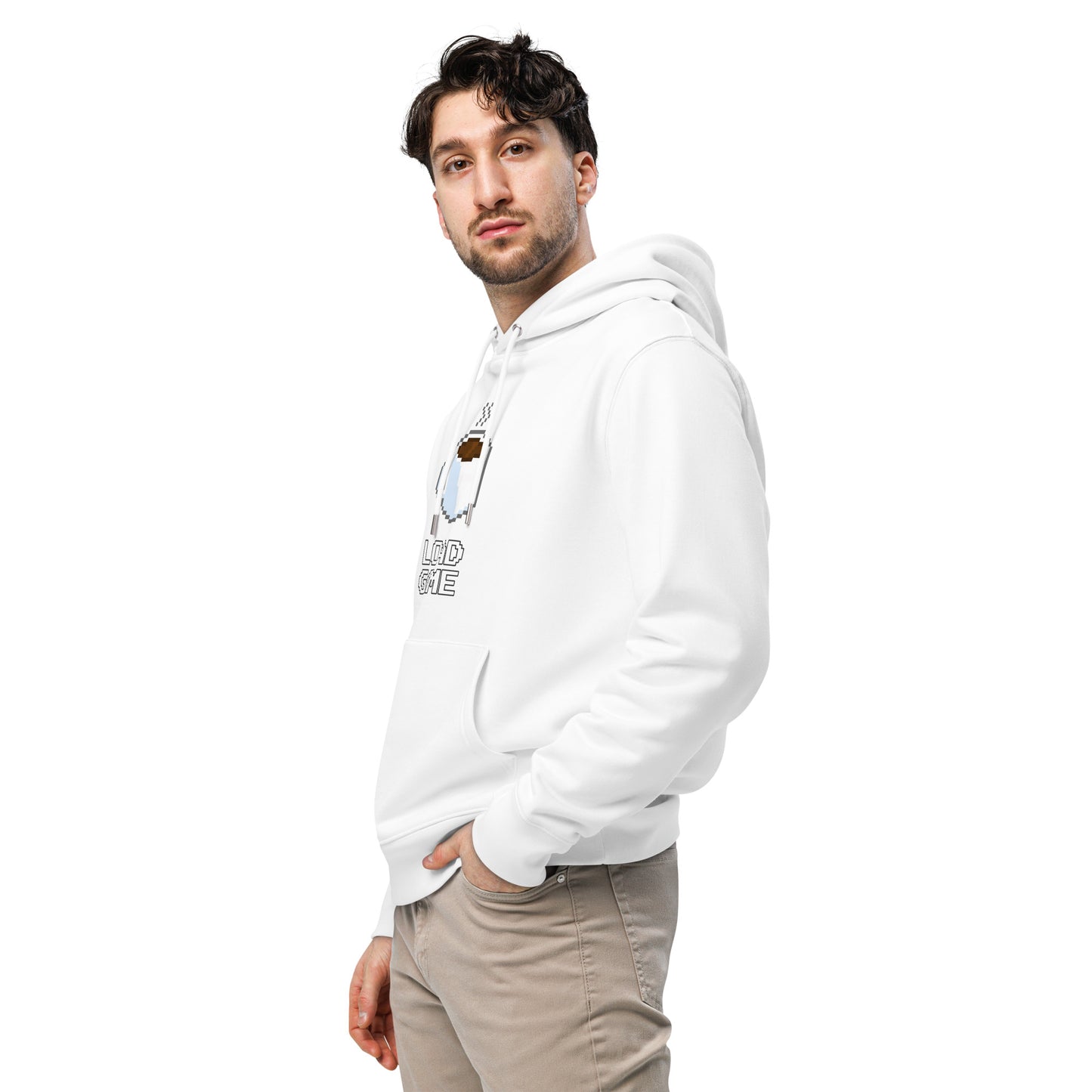 Gamer coffee pixel art unisex organic cotton hoodie